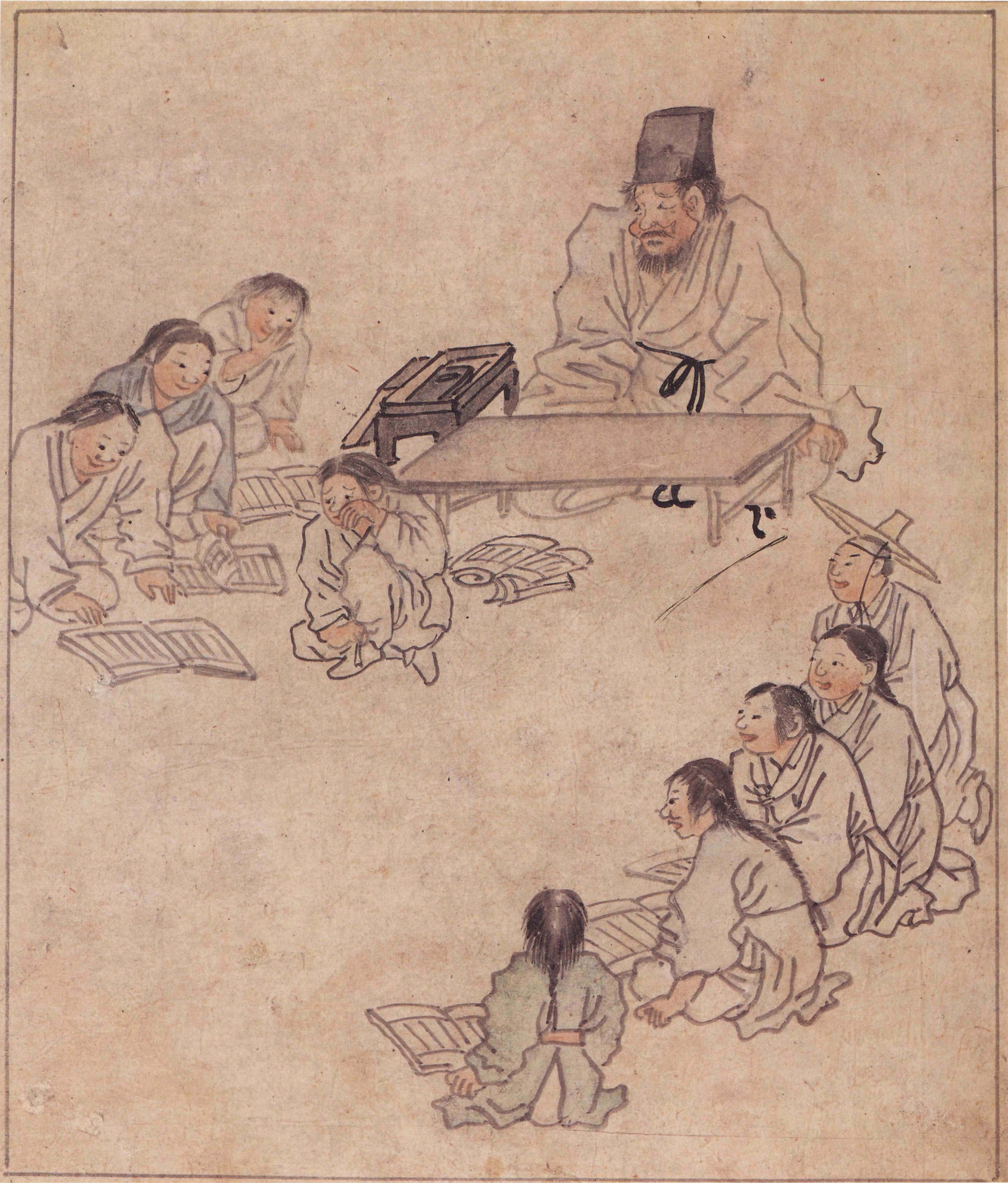 김홍도 서당 (Village School) — Kim Hong-do (김홍도), 18th century